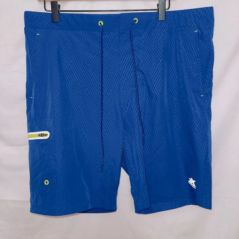 ZeroXposur Men's Blue Stretch Fabric UV protection Comfort Liner Swim Trunks